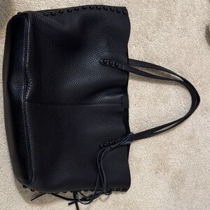 Elegant Black Leather Tote Bag